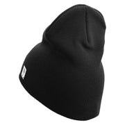 4th Marine Division Veteran Symbol Embroidered 8 Inch Solid Knit Short Beanie Made in USA - Black OSFM