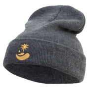 Golden Beach Logo Embroidered 12 Inch Long Knitted Beanie - Dk-Grey OSFM