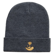 Golden Beach Logo Embroidered 12 Inch Long Knitted Beanie - Dk-Grey OSFM