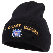 US Coast Guard Logo Embroidered 12 Inch Long Knitted Beanie