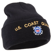 US Coast Guard Logo Embroidered 12 Inch Long Knitted Beanie