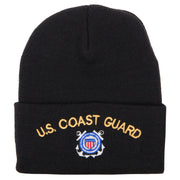 US Coast Guard Logo Embroidered 12 Inch Long Knitted Beanie