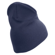 4th Marine Division Veteran Symbol Embroidered 8 Inch Solid Knit Short Beanie Made in USA - Navy OSFM