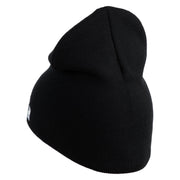 U.S. Air Force Roundel Symbol Embroidered 8 Inch Solid Knit Short Beanie Made in USA - Black OSFM