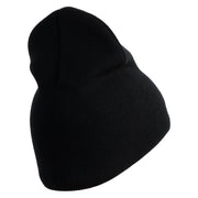 U.S. Air Force Roundel Symbol Embroidered 8 Inch Solid Knit Short Beanie Made in USA - Black OSFM