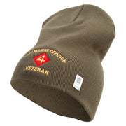 4th Marine Division Veteran Symbol Embroidered 8 Inch Solid Knit Short Beanie Made in USA - Olive OSFM