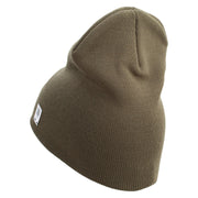 4th Marine Division Veteran Symbol Embroidered 8 Inch Solid Knit Short Beanie Made in USA - Olive OSFM