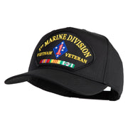 1st Marine Division Vietnam Veteran Patched Solid Cotton Twill 5 Panel Prostyle Snap Cap - Black OSFM
