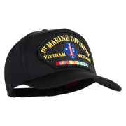 1st Marine Division Vietnam Veteran Patched Solid Cotton Twill 5 Panel Prostyle Snap Cap - Black OSFM