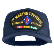 1st Marine Division Vietnam Veteran Patched Solid Cotton Twill 5 Panel Prostyle Snap Cap - Navy OSFM