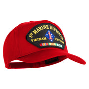 1st Marine Division Vietnam Veteran Patched Solid Cotton Twill 5 Panel Prostyle Snap Cap - Red OSFM