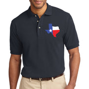 Texas State with Star Graphic Men's Big Size Port Authority Heavyweight Cotton Pique Polo T-Shirt