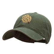 Pine Cone Embroidered Washed Solid Pigment Dyed Cotton Twill Brass Buckle Cap