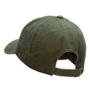 Pine Cone Embroidered Washed Solid Pigment Dyed Cotton Twill Brass Buckle Cap