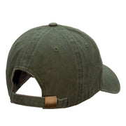 Pine Cone Embroidered Washed Solid Pigment Dyed Cotton Twill Brass Buckle Cap