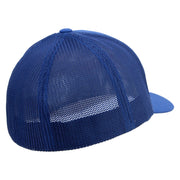 Cross Swiss Flag Embroidered 6 Panel Trucker Flexfit Cap - Royal OSFM