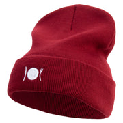 Camping Plate Icon Embroidered 12 Inch Long Knitted Beanie - Maroon OSFM