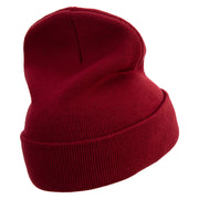 Camping Plate Icon Embroidered 12 Inch Long Knitted Beanie - Maroon OSFM