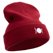 Camping Plate Icon Embroidered 12 Inch Long Knitted Beanie - Maroon OSFM