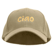 Ciao Embroidered Low Profile Washed Flex Cap - Khaki OSFM