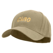 Ciao Embroidered Low Profile Washed Flex Cap - Khaki OSFM