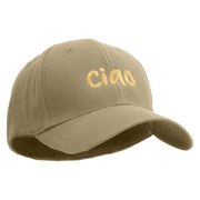 Ciao Embroidered Low Profile Washed Flex Cap - Khaki OSFM