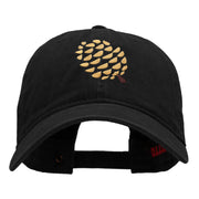 Pine Cone Embroidered Washed Solid Pigment Dyed Cotton Twill Brass Buckle Cap