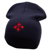 Made in USA Poker Card Symbol Embroidered 8 Inch Short Beanie - Navy OSFM