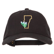 Vermont Red Clover with Map Embroidered Unstructured Washed Cap