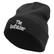 The Rodfather Phrase Embroidered 12 Inch Long Knitted Beanie. - Black OSFM