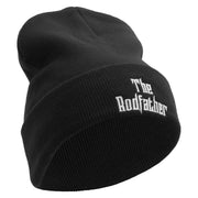 The Rodfather Phrase Embroidered 12 Inch Long Knitted Beanie. - Black OSFM