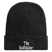 The Rodfather Phrase Embroidered 12 Inch Long Knitted Beanie. - Black OSFM