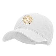 Pine Cone Embroidered Washed Solid Pigment Dyed Cotton Twill Brass Buckle Cap