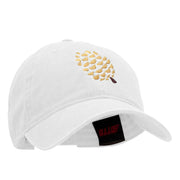 Pine Cone Embroidered Washed Solid Pigment Dyed Cotton Twill Brass Buckle Cap