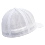 Cross Swiss Flag Embroidered 6 Panel Trucker Flexfit Cap - White OSFM