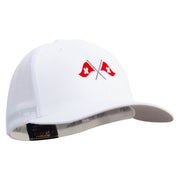 Cross Swiss Flag Embroidered 6 Panel Trucker Flexfit Cap - White OSFM