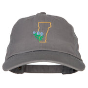 Vermont Red Clover with Map Embroidered Unstructured Washed Cap