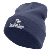 The Rodfather Phrase Embroidered 12 Inch Long Knitted Beanie. - Navy OSFM