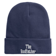 The Rodfather Phrase Embroidered 12 Inch Long Knitted Beanie. - Navy OSFM