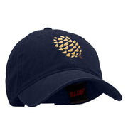 Pine Cone Embroidered Washed Solid Pigment Dyed Cotton Twill Brass Buckle Cap