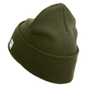 4th Marine Division Retired Logo Embroidered 12 Inch Solid Knit Cuff Long Beanie Made in USA - Olive OSFM