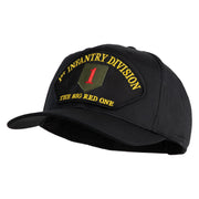 1st Infantry Division The Big Red One Patched Solid Cotton Twill Pro Style Cap - Black OSFM