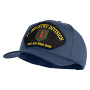 1st Infantry Division The Big Red One Patched Solid Cotton Twill Pro Style Cap - Navy OSFM