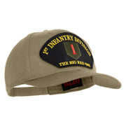 1st Infantry Division The Big Red One Patched Solid Cotton Twill Pro Style Cap - Khaki OSFM