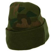 US Air Force Veteran Circle Embroidered Camo Long Beanie