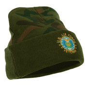 US Air Force Veteran Circle Embroidered Camo Long Beanie