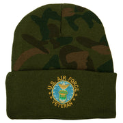 US Air Force Veteran Circle Embroidered Camo Long Beanie