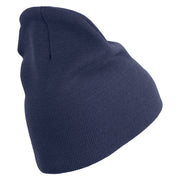 4th Marine Division Retired Symbol Embroidered 8 Inch Solid Knit Short Beanie Made in USA - Navy OSFM