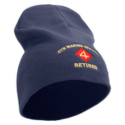 4th Marine Division Retired Symbol Embroidered 8 Inch Solid Knit Short Beanie Made in USA - Navy OSFM