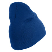 U.S. Airforce Veteran with Roundel Symbol Embroidered 8 Inch Solid Knit Short Beanie Made in USA - Royal-Blue OSFM